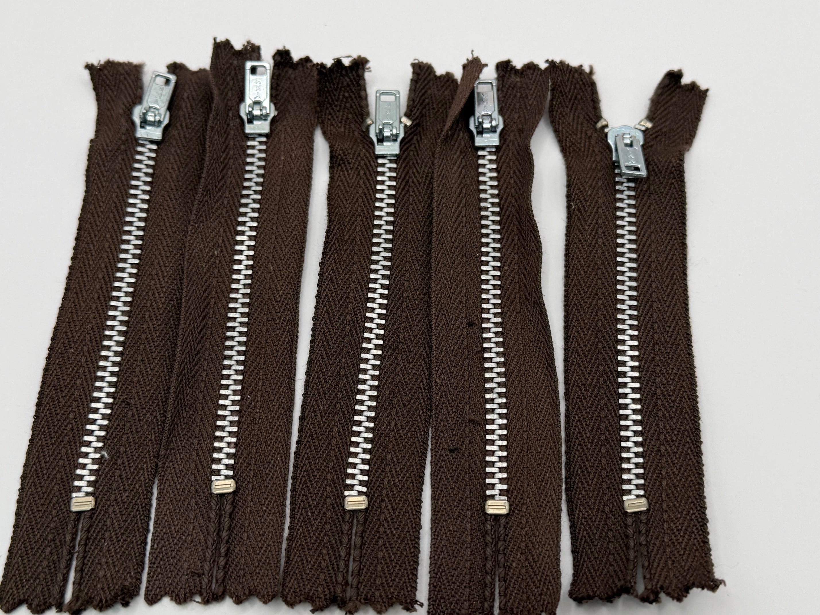 YKK #5 Metal Zippers – Brown 5 Pack (9.5cm)