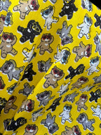 Yellow Teddies Polycotton Fabric | 110cm Wide | 80/20 Poly Cotton