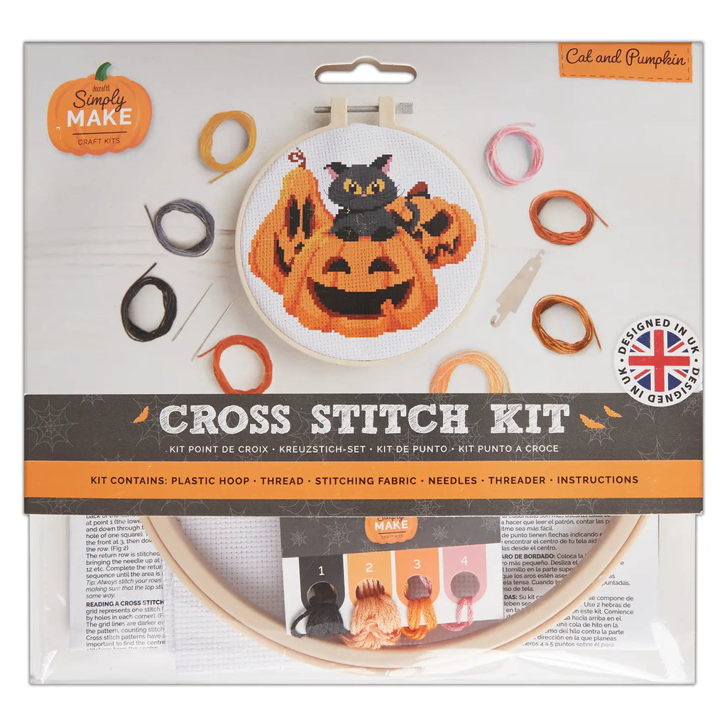 Cross Stitch Kit - Cat & Pumpkin | Simply Make | DSM106290