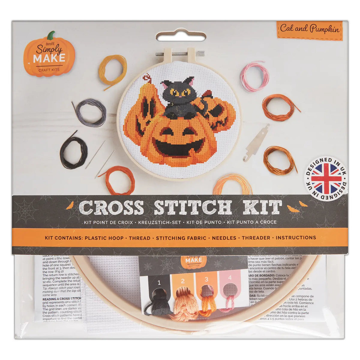 Cross Stitch Kit - Cat & Pumpkin | Simply Make | DSM106290