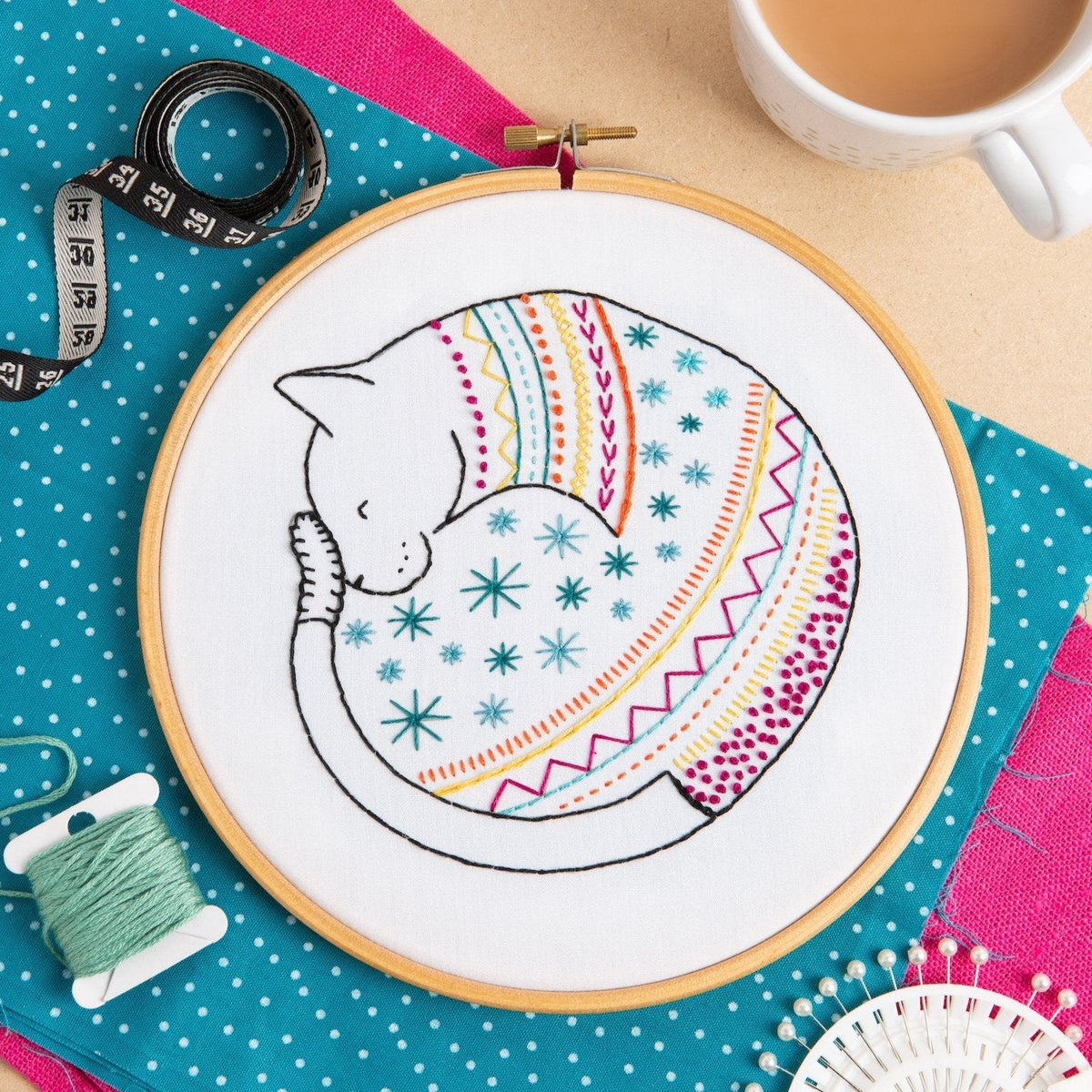Hawthorn Handmade Cat Embroidery Kit for Beginners