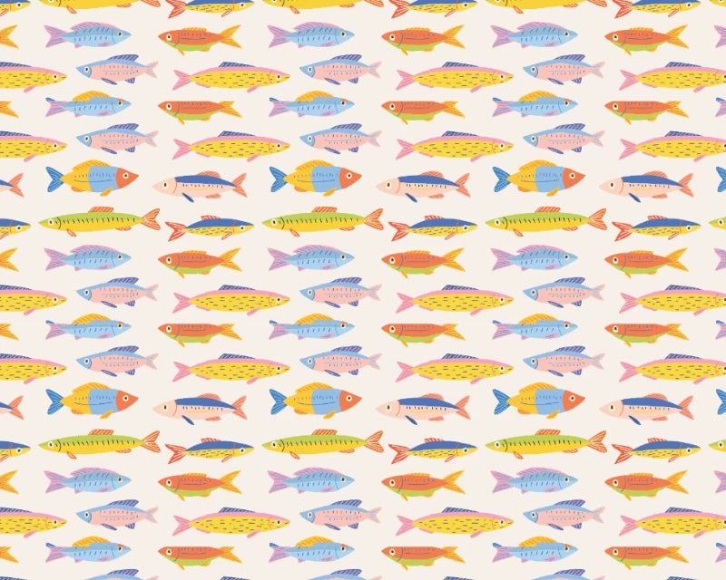 Little Johnny Go Fish 100% Cotton Fabric