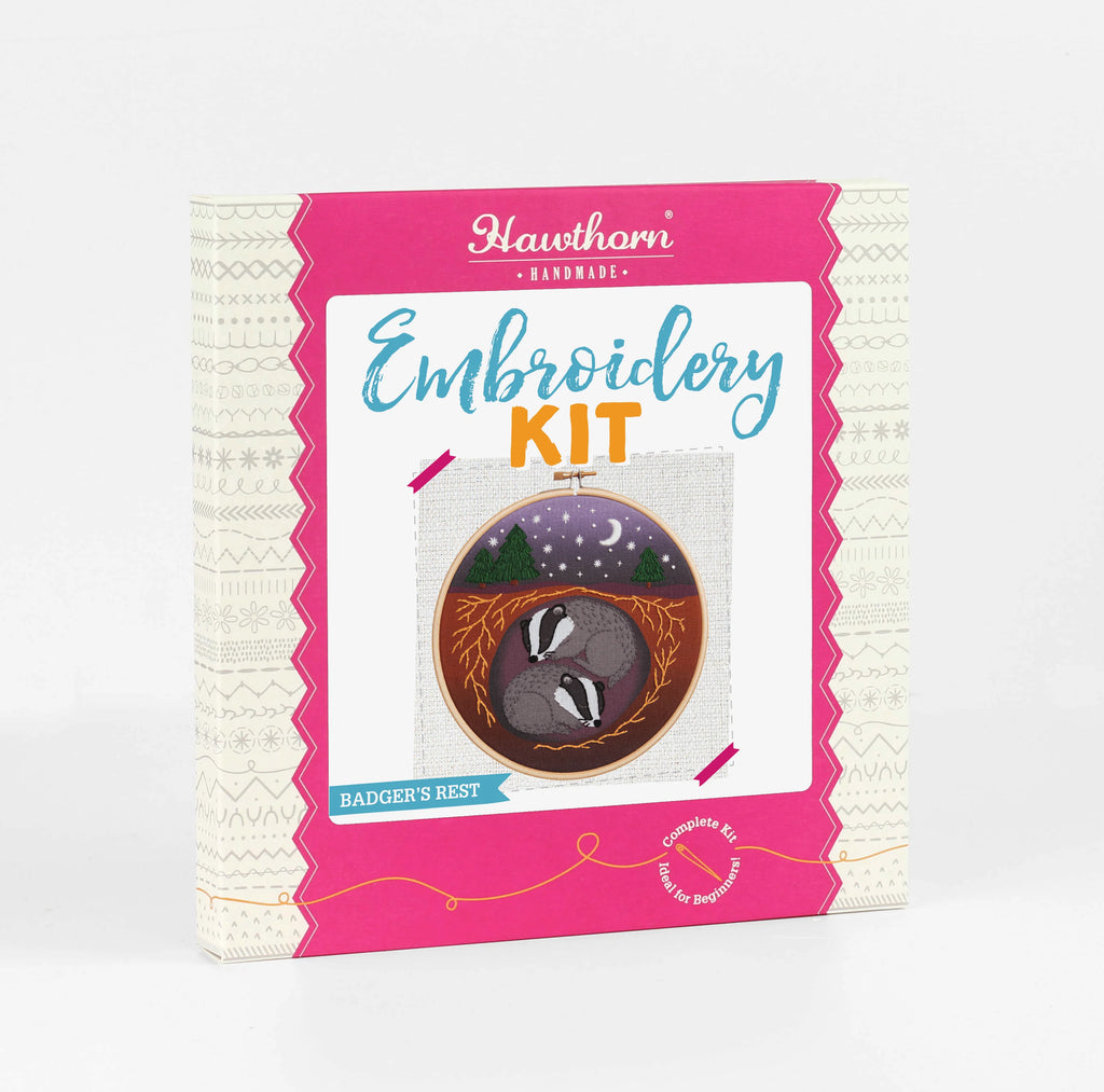 Hawthorn Handmade Badger's Rest Embroidery Kit for Beginners