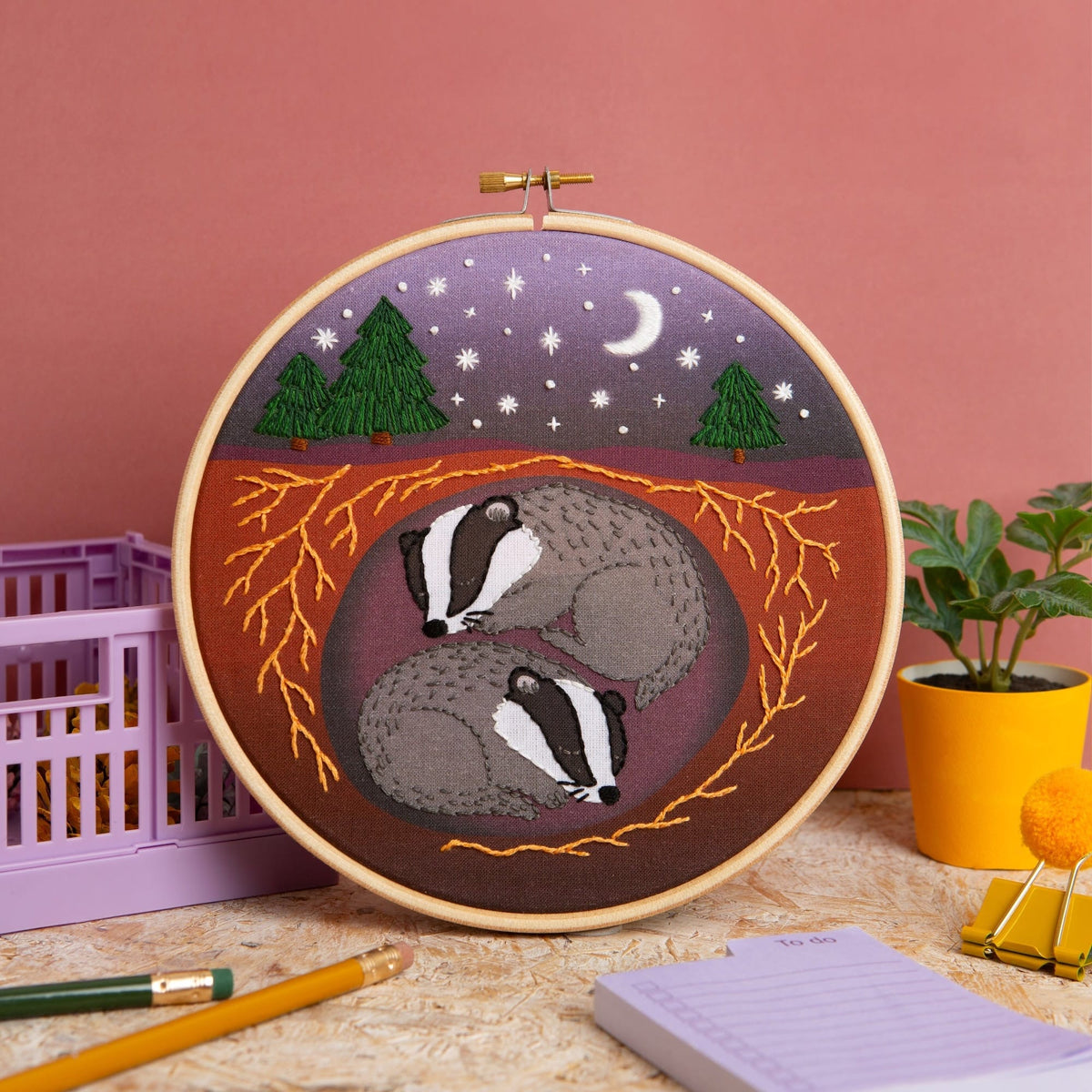 Hawthorn Handmade Badger's Rest Embroidery Kit for Beginners