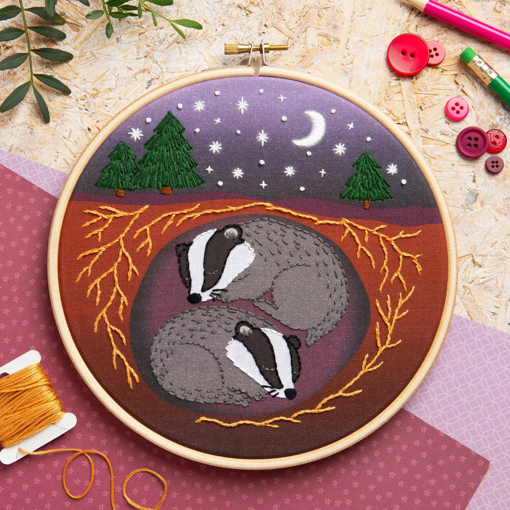 Hawthorn Handmade Badger's Rest Embroidery Kit for Beginners