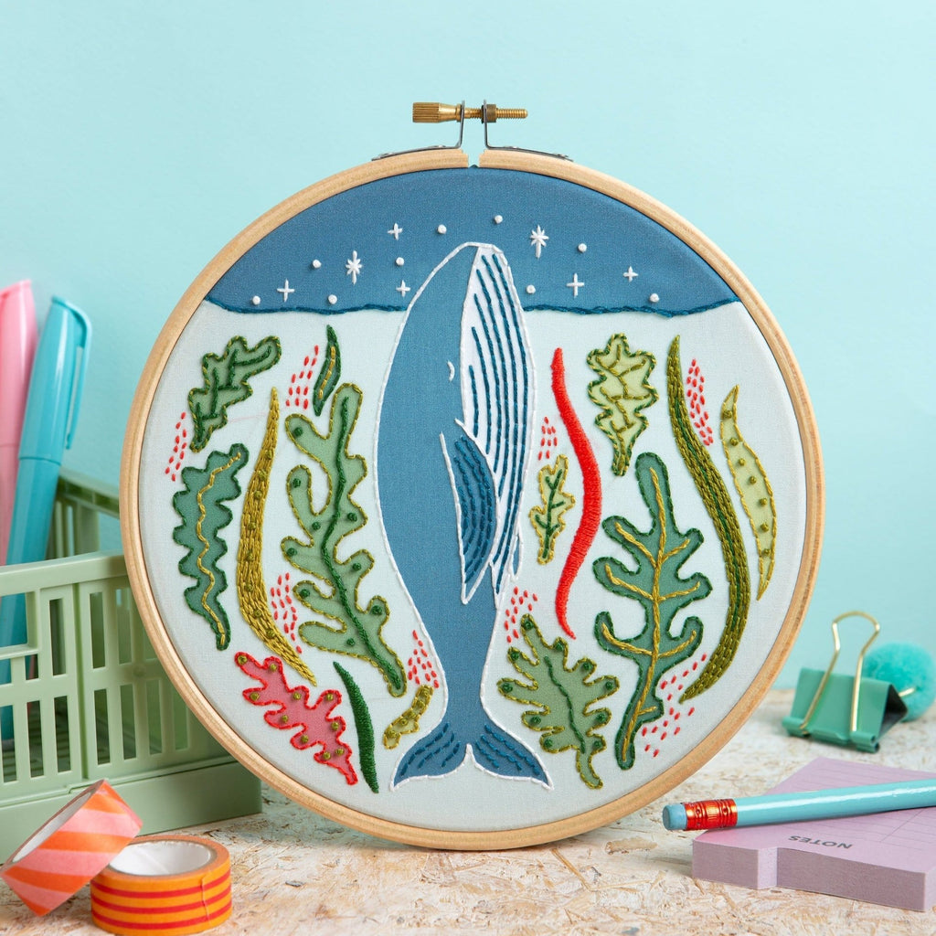 Hawthorn Handmade Stargazing Whale Embroidery Kit for Beginners