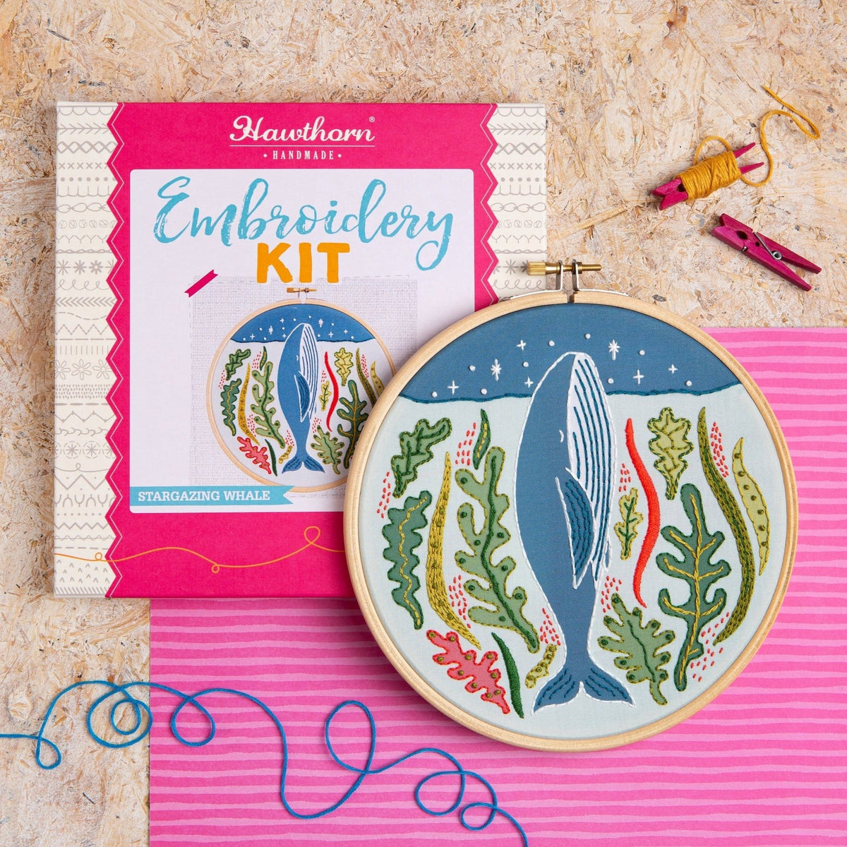 Hawthorn Handmade Stargazing Whale Embroidery Kit for Beginners