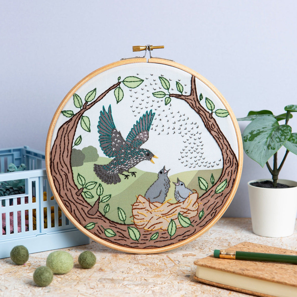 Hawthorn Handmade Starling Song Embroidery Kit for Beginners