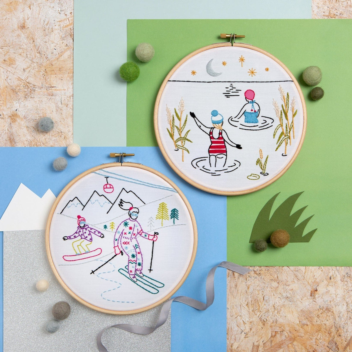 Hawthorn Handmade Swim Wild Swimming Embroidery Kit for Beginners