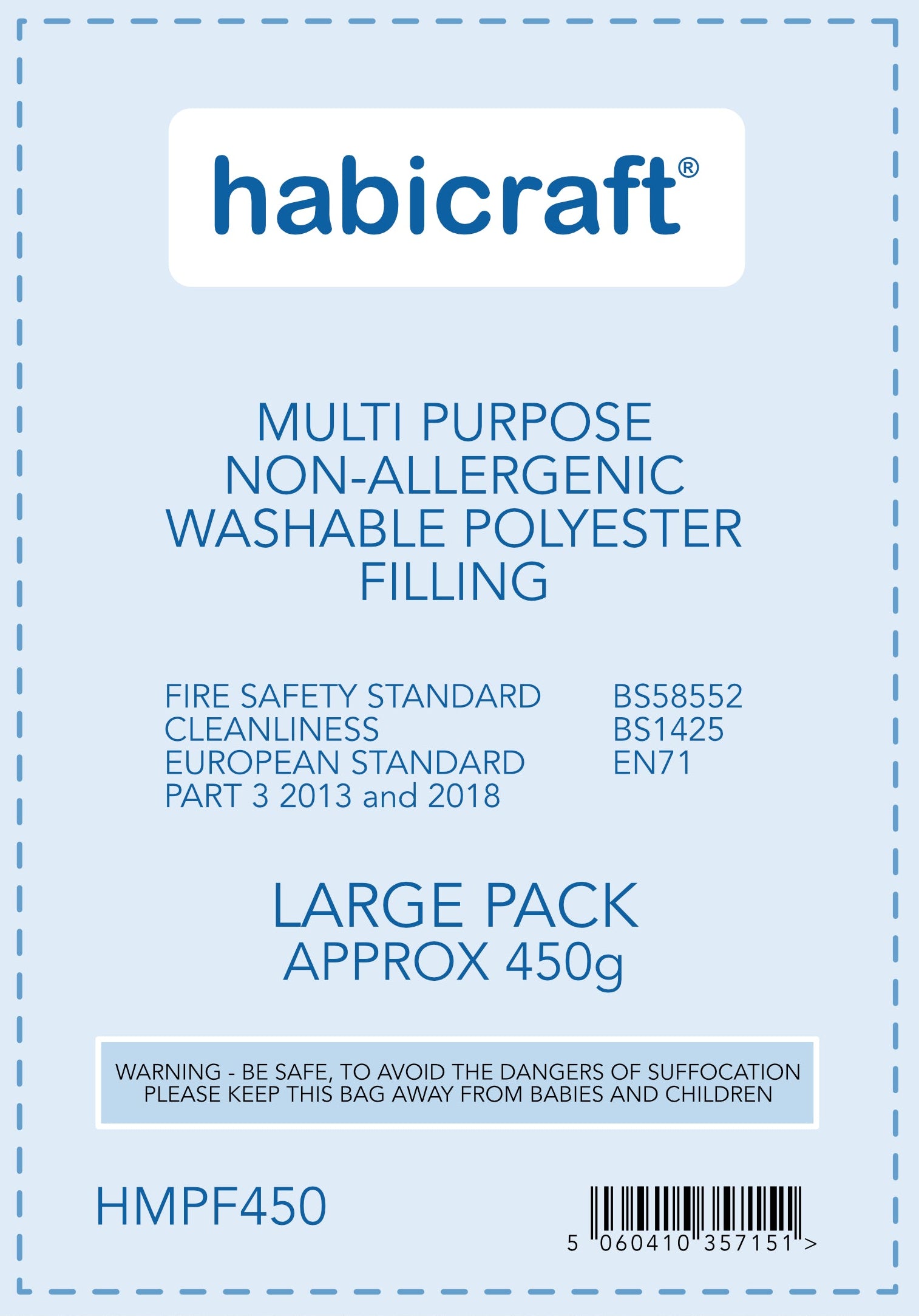 Habicraft Multi Purpose Polyester Filling 450g | Non-Allergenic | Washable